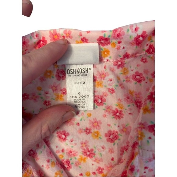 VTG Y2K OshKosh B'gosh Girls Floral Button Up Shirt & Pink Capris Outfit Size 6 - Picture 11 of 11